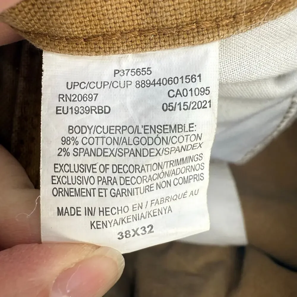Dickies Work Pants Men's 38x32 Tan Duck Carpenter Straight Leg Work Gear